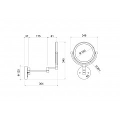 AQ4915BG зеркало косметическое настенное с подсветкой 5х, шлиф. золото