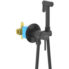 AQ1021MB ЕВРОПА комплект для гигиенического душа встроенный (смеситель + гигиеническая лейка + шланг), матовый черный