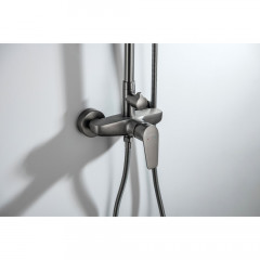 AQ2160BGM БЕТТА душевая система (смеситель для душа) 220мм, оружейная сталь (шлиф. черный хром)