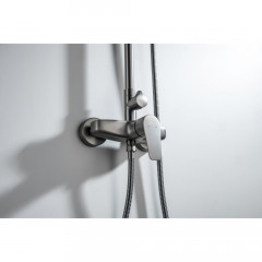 AQ2160BGM БЕТТА душевая система (смеситель для душа) 220мм, оружейная сталь (шлиф. черный хром)