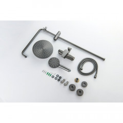 AQ2160BGM БЕТТА душевая система (смеситель для душа) 220мм, оружейная сталь (шлиф. черный хром)