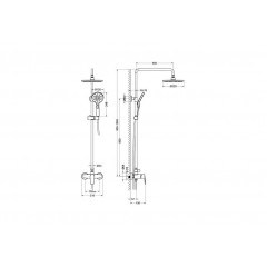 AQ2160BGM БЕТТА душевая система (смеситель для душа) 220мм, оружейная сталь (шлиф. черный хром)
