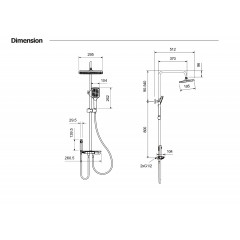 AQ3040CR ПОЛАРИС душевая система (смеситель для ванны) 295х195 мм