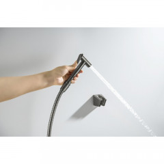 AQ2054BGM гигиенический ручной душ со шлангом 120 см и держателем, оружейная сталь (шлиф. черный хром)