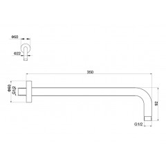 AQ2174BGM держатель верхнего душа настенный 350 мм, оружейная сталь (шлиф. черный хром)