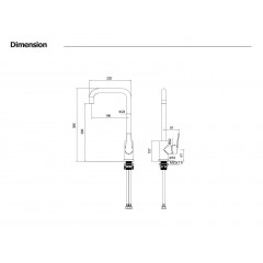 AQ1781BGM ЛУГАНО смеситель для кухни (квадратный излив), оружейная сталь (шлиф. черный хром)