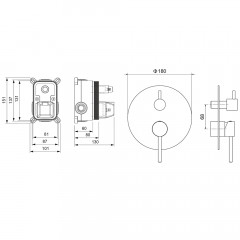AQ1346BGM ЕВРОПА смеситель для ванны 2 режима (внешняя и скрытая часть), оружейная сталь (шлиф. черный хром)