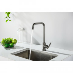 AQ1781BGM ЛУГАНО смеситель для кухни (квадратный излив), оружейная сталь (шлиф. черный хром)