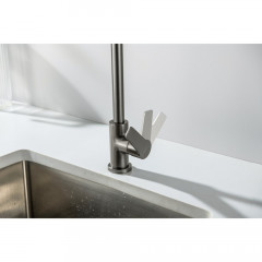 AQ1781BGM ЛУГАНО смеситель для кухни (квадратный излив), оружейная сталь (шлиф. черный хром)