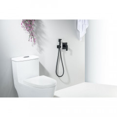 AQ1619MB ЛИБРА набор с гигиеническим душем (смеситель + гигиеническая лейка + шланг + шланговое подсоединение с держателем), матовый черный