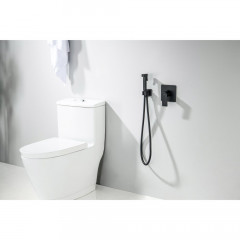 AQ1619MB ЛИБРА набор с гигиеническим душем (смеситель + гигиеническая лейка + шланг + шланговое подсоединение с держателем), матовый черный