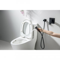 AQ1619MB ЛИБРА набор с гигиеническим душем (смеситель + гигиеническая лейка + шланг + шланговое подсоединение с держателем), матовый черный