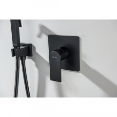 AQ1619MB ЛИБРА набор с гигиеническим душем (смеситель + гигиеническая лейка + шланг + шланговое подсоединение с держателем), матовый черный