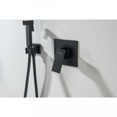 AQ1466MB ЛИРА смеситель для душа 1 режим (внешняя и скрытая часть), матовый черный