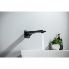 AQ1441MB ЛИРА излив для ванны 192 мм, матовый черный