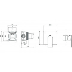 AQ1466MB ЛИРА смеситель для душа 1 режим (внешняя и скрытая часть), матовый черный