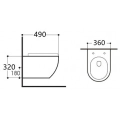 AQ1900-00 ЕВРОПА Унитаз-компакт подвесной безободковый 490*360*320мм, тонкое сиденье с механизмом плавного закрывания, крепеж
