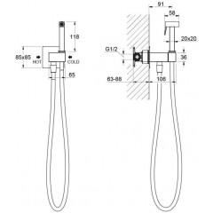AQ1025CR ЛИРА комплект для гигиенического душа встроенный (смеситель c прогрессивным картриджем + гигиеническая лейка + шланг)