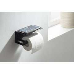 AQ4929MB ЛИБРА бумагодержатель с полкой, матовый черный