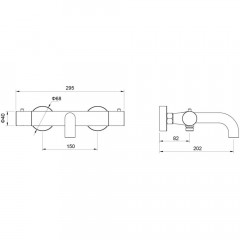 AQ1343BG ЕВРОПА термостатический смеситель для ванны, шлиф. золото