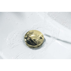 AQ6002PG сливной набор для раковины Push-open с переливом, крышка круглая, полир. золото