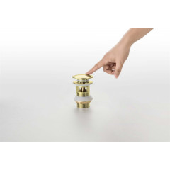 AQ6002PG сливной набор для раковины Push-open с переливом, крышка круглая, полир. золото