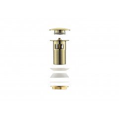 AQ6002PG сливной набор для раковины Push-open с переливом, крышка круглая, полир. золото