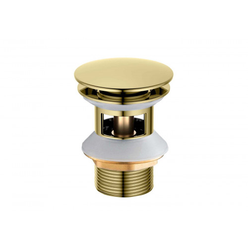 AQ6002PG сливной набор для раковины Push-open с переливом, крышка круглая, полир. золото