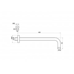 AQ2176BG держатель верхнего душа настенный 400 мм, шлиф. золото