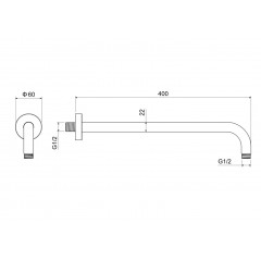 AQ2176BG держатель верхнего душа настенный 400 мм, шлиф. золото