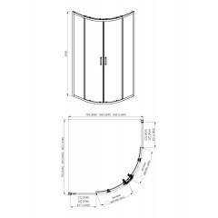 AQ ARI RO 09020CH Душевой уголок 1/4 круга, двери раздвижные 900x900x2000, профиль хром, стекло прозрачное