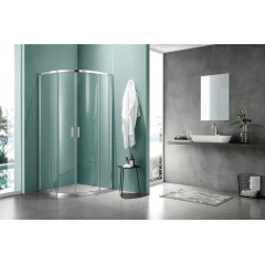 AQ ARI RO 09020CH Душевой уголок 1/4 круга, двери раздвижные 900x900x2000, профиль хром, стекло прозрачное