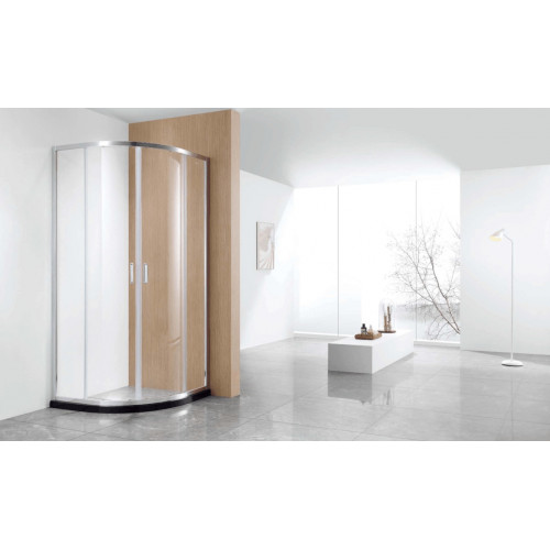 AQ ARI RO 09020CH Душевой уголок 1/4 круга, двери раздвижные 900x900x2000, профиль хром, стекло прозрачное