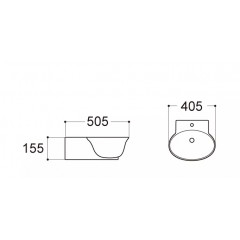 AQ5040-00 КЛАССИК раковина подвесная 505*405*155. Может устанавливаться на мебель