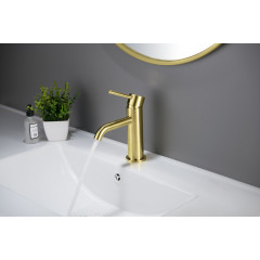 AQ1310BG ЕВРОПА смеситель для раковины 89, без донного клапана, шлиф. золото