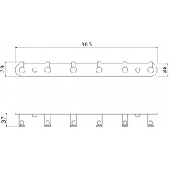 AQ4124MB ЕВРОПА планка с 6 крючками, матовый черный