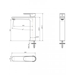 AQ1804BG НИКА смеситель для раковины высокий 190 без донного клапана, шлиф.золото