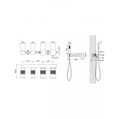 AQ1644MB ЛИБРА смеситель для ванны встроенный (внешняя и скрытая часть), матовый черный