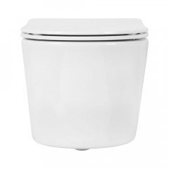 AQ1365T-00 ОБЕРОН Унитаз подвесной безободковый 531*360*344мм смыв TORNADO, тонкое сиденье с механизмом плавного закрывания, крепеж