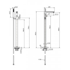 AQ1845MB НИКА смеситель для ванны напольный, матовый черный
