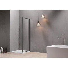 AQ ARI WA 10020BL Неподвижная душевая стенка 1000x2000, для комбинации с дверью, профиль черный, стекло прозрачное