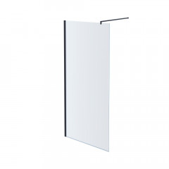 AQ WIW 10020BL Душевая перегородка Walk in с держателем 1000x2000 профиль черный, стекло прозрачное