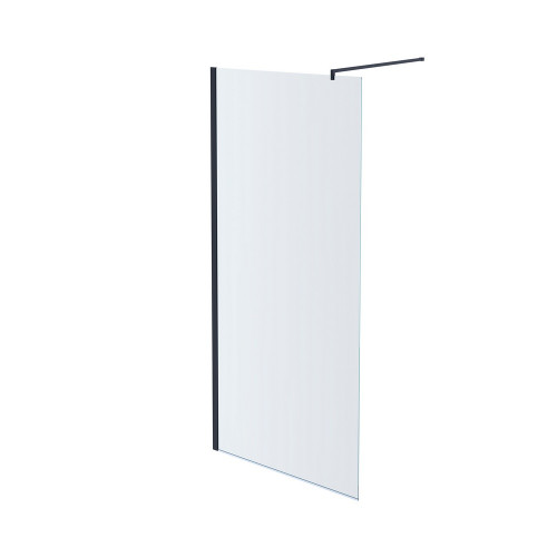 AQ WIW 10020BL Душевая перегородка Walk in с держателем 1000x2000 профиль черный, стекло прозрачное