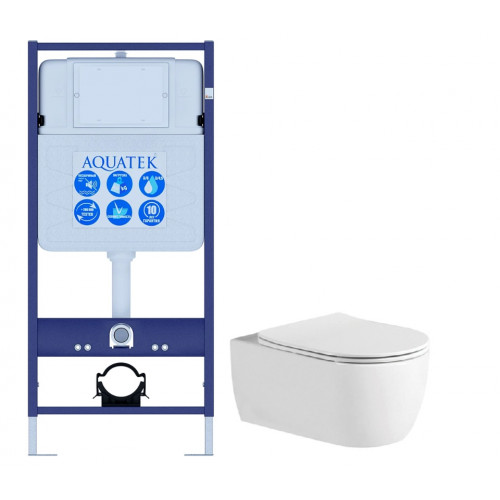 Set AQUATEK ЕВРОПА (рама AQUATEK Standard INS-0000012+звукоизоляционная прокладка+унитаз ЕВРОПА AQ1106L-00+тонкое сиденье с механиз
