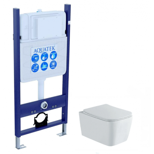 SET AQUATEK ЛИБРА N-14 cm (рама AQUATEK Standard INS-0000014(без клавиши и крепежа)+унитаз ЛИБРА New компакт AQ1148N-00 с тонким сиденьем soft-close