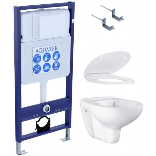 SET Комплект 4 в 1 (Aquatek рама Standart INS-0000012 с крепежом KKI-0000002 + Grohe Bau Ceramic унитаз 39427000 с сиденьем (с микролифтом) 39493000)