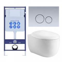 SET AQUATEK АЛЬТАИР-019 4в1 (рама AQUATEK Standard INS-0000012+крепеж KKI-0000002+клавиша KDI-0000019+унитаз АЛЬТАИР AQ1980-00 с тонким сиденьем soft-