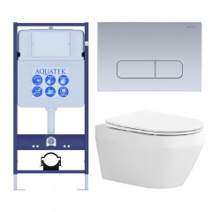 SET AQUATEK ЛЕЯ-014 4в1 (рама AQUATEK Standard INS-0000012+крепеж KKI-0000002+клавиша KDI-0000014+унитаз ЛЕЯ AQ1199-00 с тонким сиденьем soft-close)