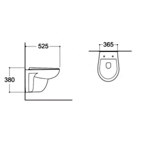 AQ1170-00 КАИР Унитаз подвесной безободковый 525*365*380мм, тонкое сиденье с механизмом плавного закрывания, крепеж