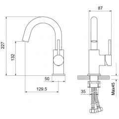 AQ1307CR ЕВРОПА смеситель для раковины, без донного клапана